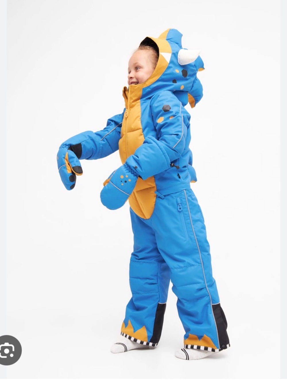Weedo Kids Blue and Mustard Dino Snowsuit- Large 8-10